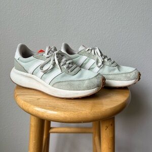 Adidas Mint Green and White Sneakers